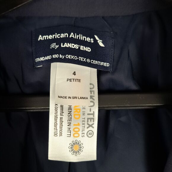 American Airlines Lands End Women’s Size 4 Navy Blue Blazer Wool Blend NEW NWT - Picture 3 of 13